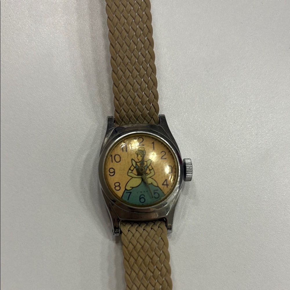 Vintage Disney Cinderella Watch with Tan Strap
